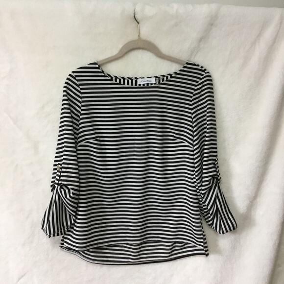 Calvin Klein Tops - Calvin Klein Black Stripe Long Sleeve Blouse